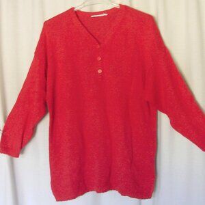 Vtg International Sportswear Oversized Knit Sweater Tunic TOP, Size 2X-3X Red